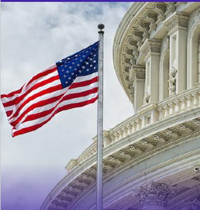 The United States Capitol with a flag flying